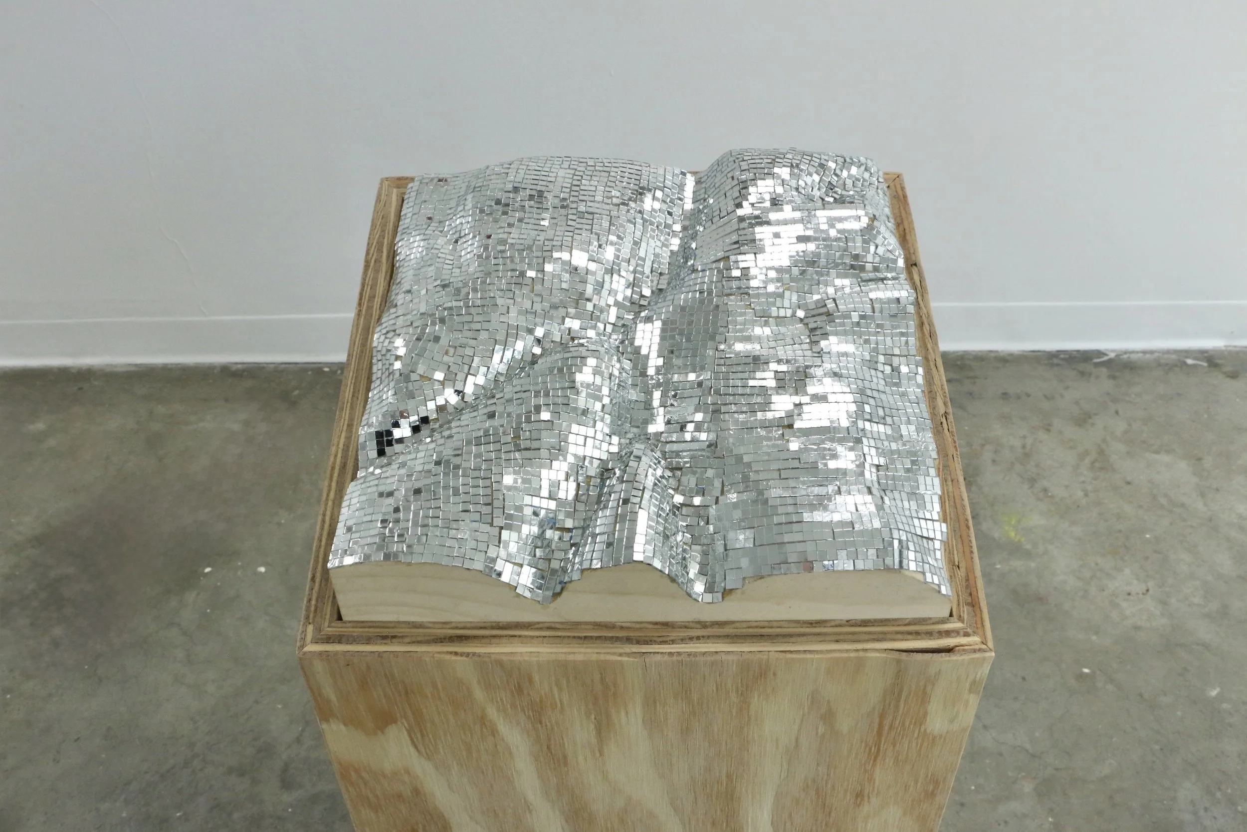 
Orientations 1, 2026 
12 x 13 x 32 inches

Plywood, solid pine carved map, glass mirrored tiles

