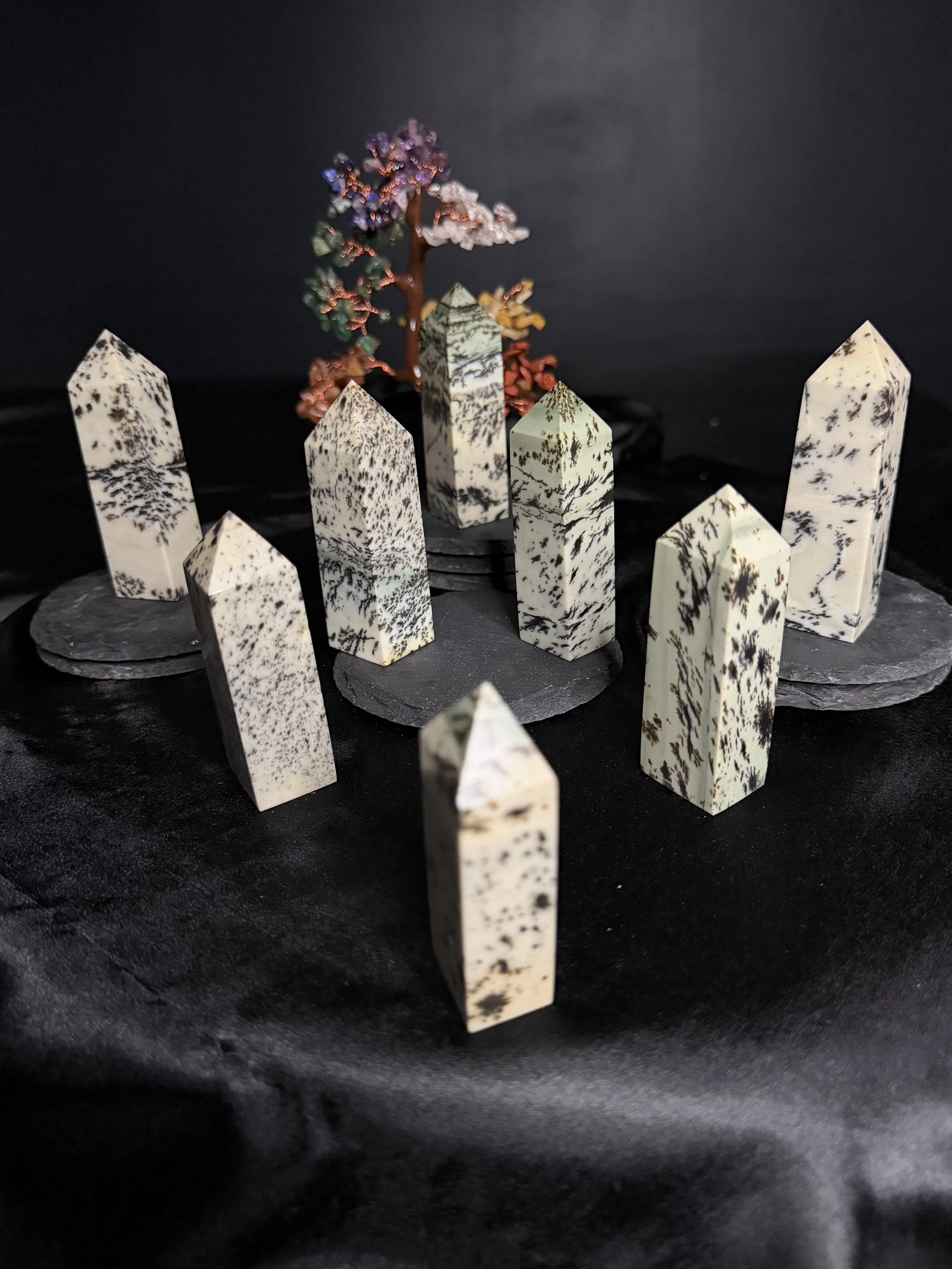 Dendritic Sage Tree Jasper Four-sided Tower