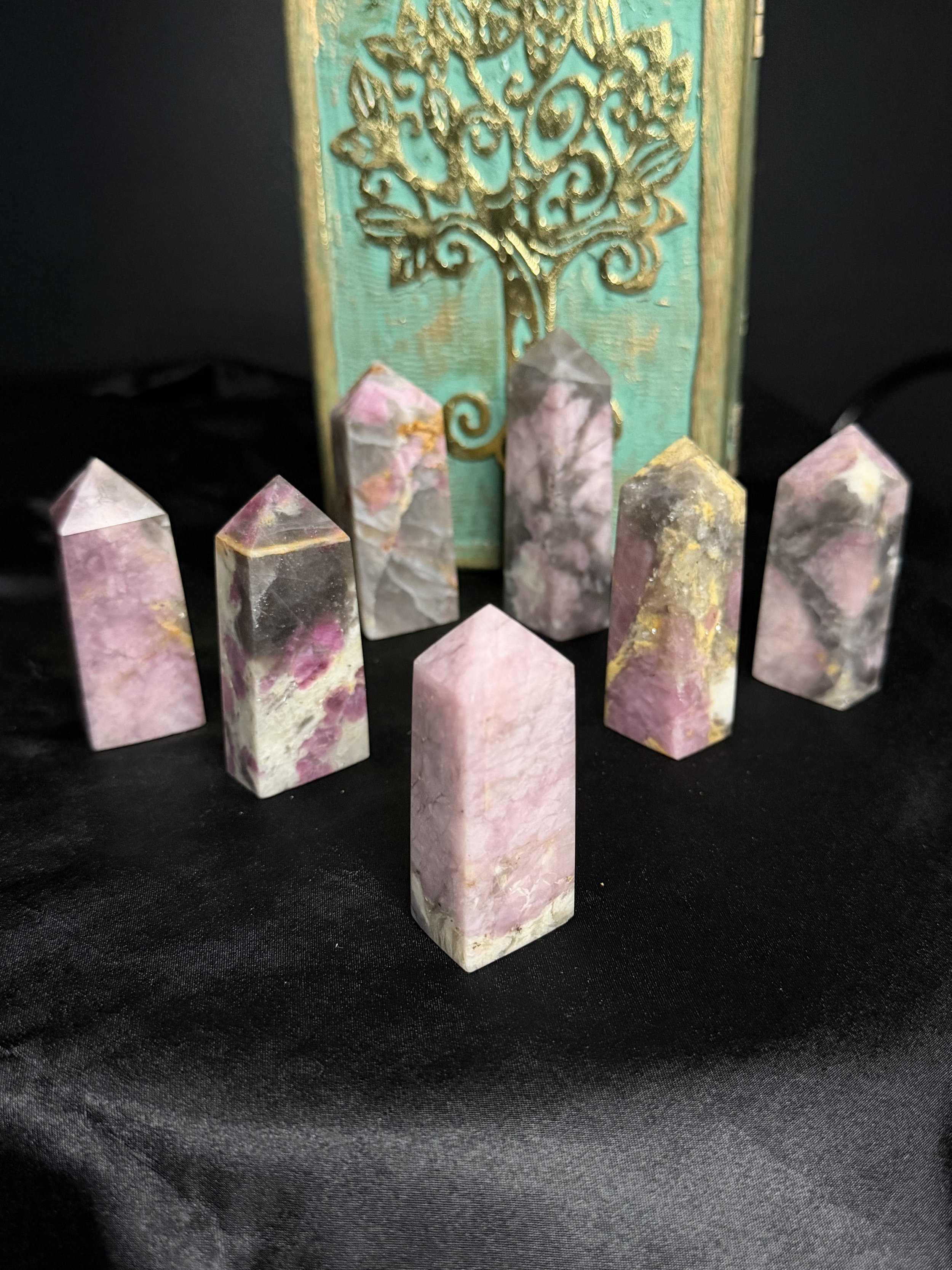 Pink & Blue Tourmaline Four-sided Tower