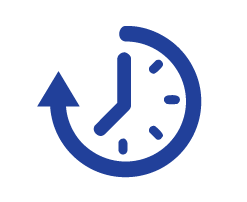 A clock with an arrow wrapping around it, indicating time or clock refresh.
