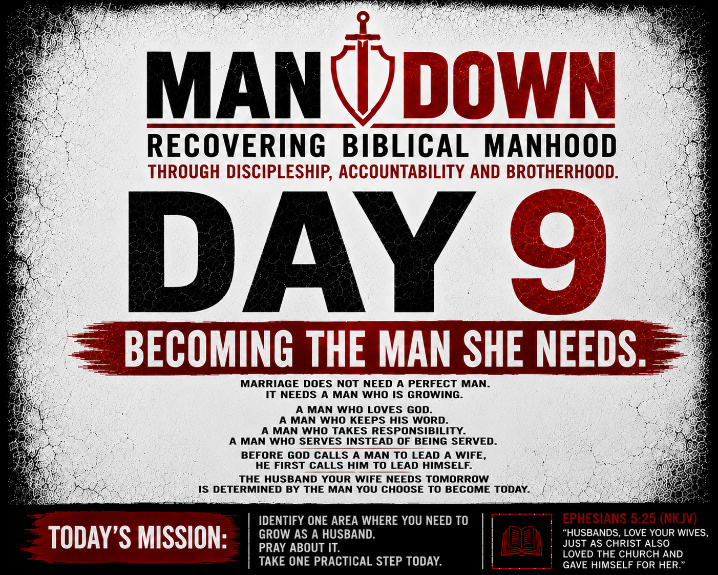 DAY 9 — BECOMING THE MAN SHE NEEDS
30-Day Biblical Manhood Challenge