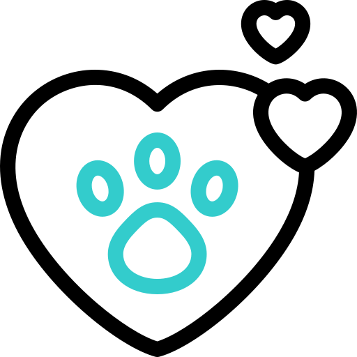 Black background with a blue paw print icon in the center.