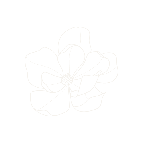 Line drawing of a flower with five petals on a black background.
