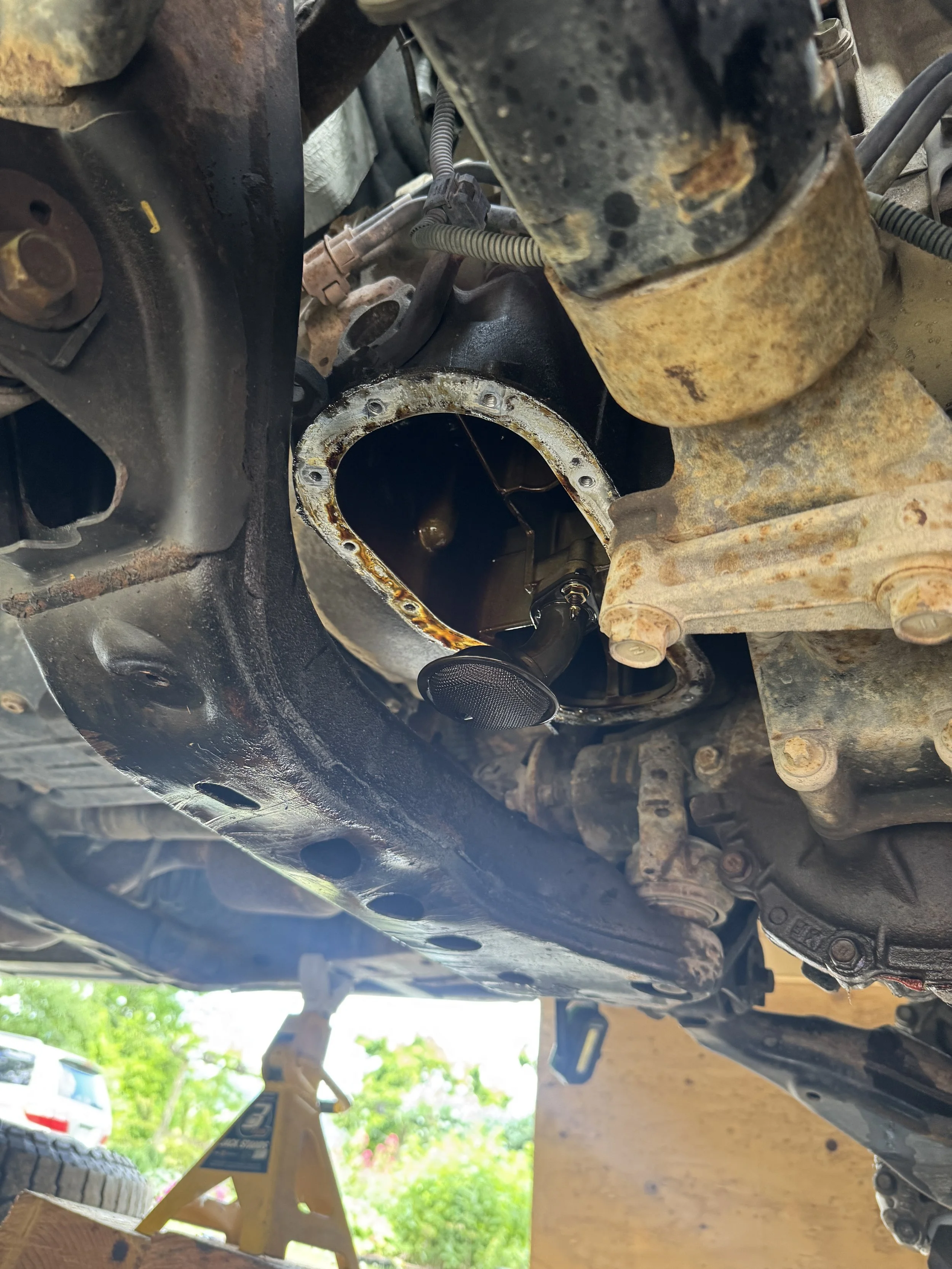 Oil pan replacement on a Toyota Tacoma