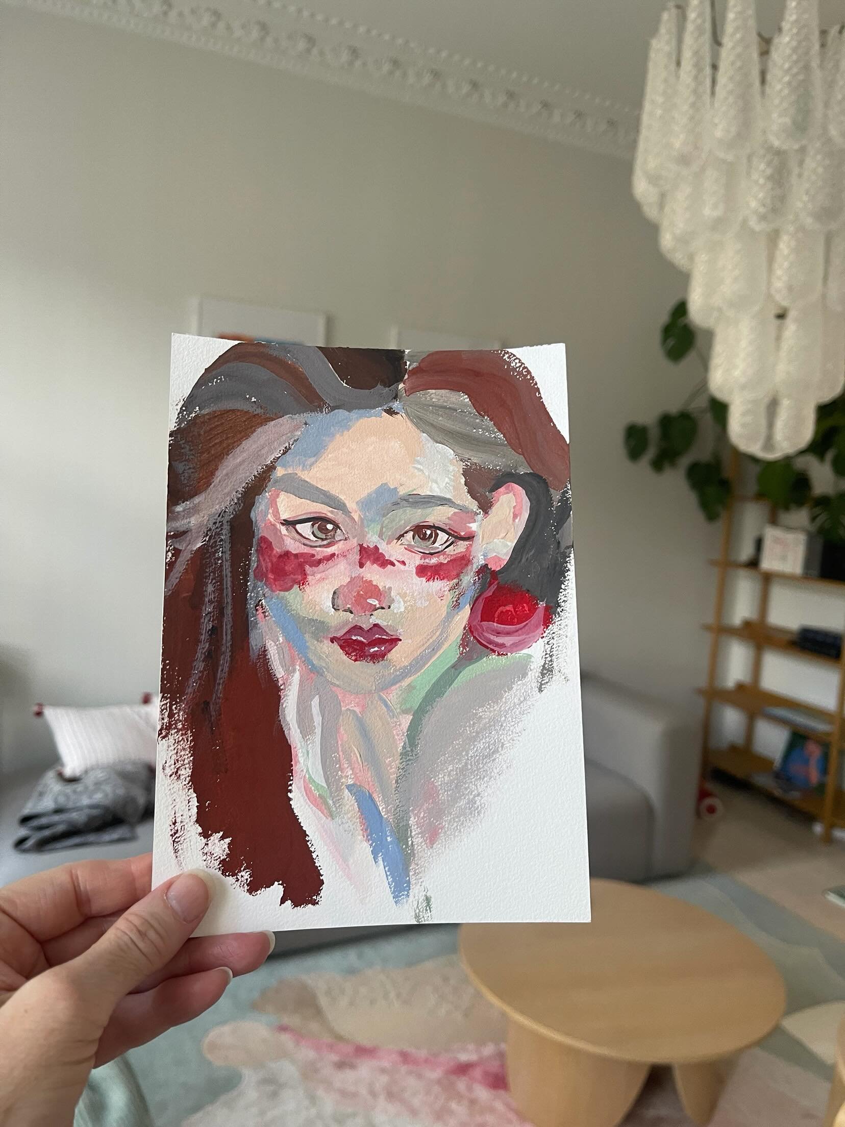 a lil painting i made from a reference on pinterest, went as a gift to my mom 💕 made with himi gouache