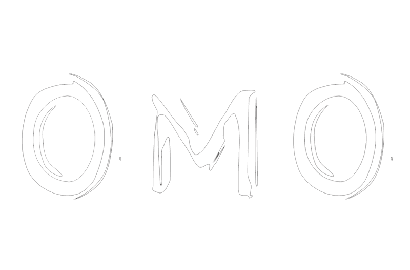Black background with the word 'OMO' written in stylized white text.