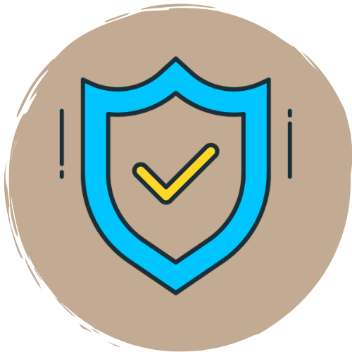 Icon of a blue shield with a yellow check mark inside.
