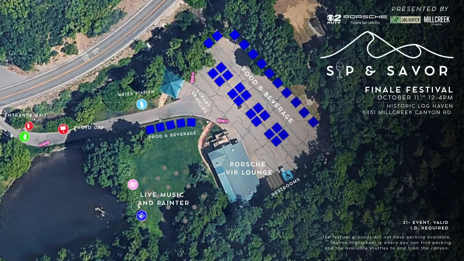 Map out your Sunday at the Sip &amp; Savor Finale Festival! 🗺️🍷

Check out the festival grounds at Historic @loghaven for the ultimate afternoon out on October 11th from 12-4 PM.

Your ticket includes:

🚐All-inclusive shuttle service to and from S
