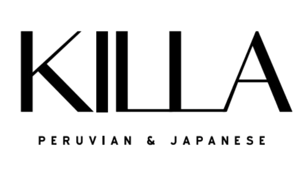 Killa Nikkei black logo with a stylized symbol and the words 'Peruvian & Japanese' beneath.