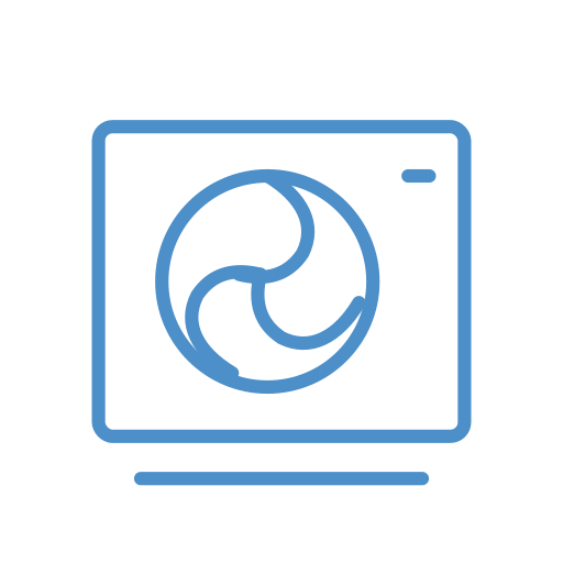 Icon of a washing machine with a circular door in the center.