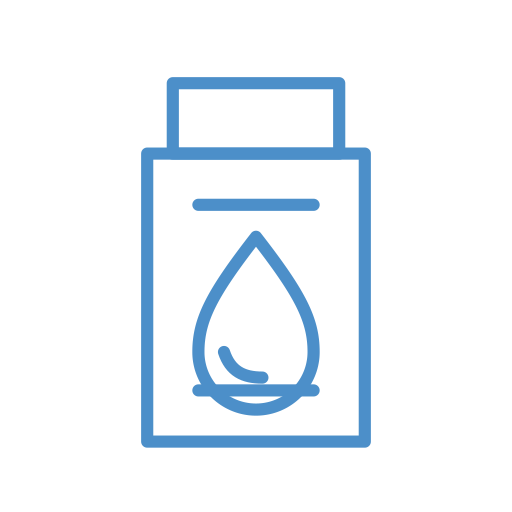 Line drawing of a hand sanitizer or liquid soap dispenser with a droplet icon on it.