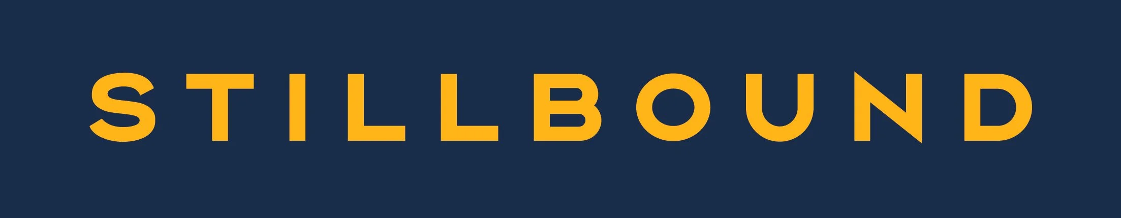 Text logo that reads 'STILLBOUND' in yellow font on a dark blue background.