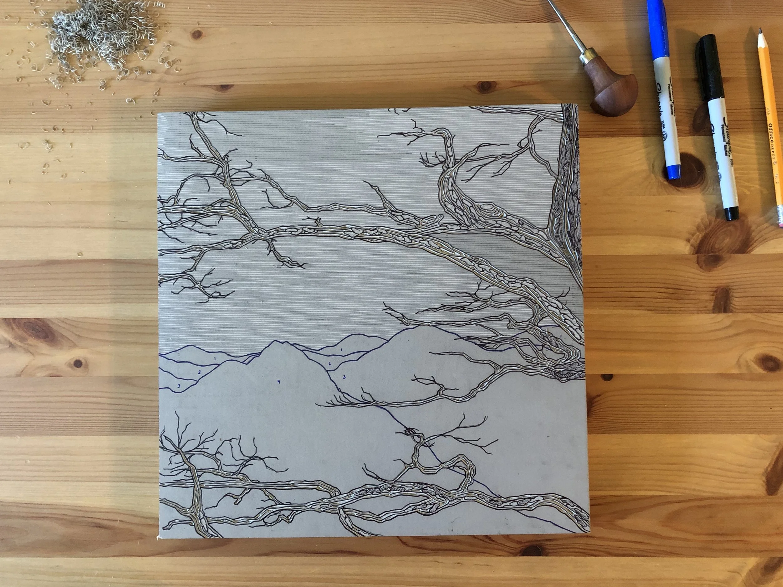 Through the Trees Linocut by Rachel Hopkins (6).JPG