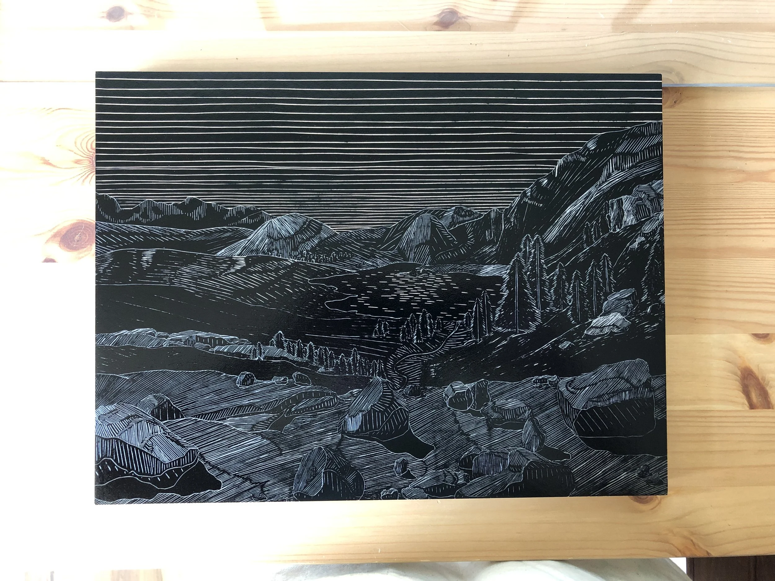 View From Yosemite Linocut by Rachel Hopkins (6).JPG