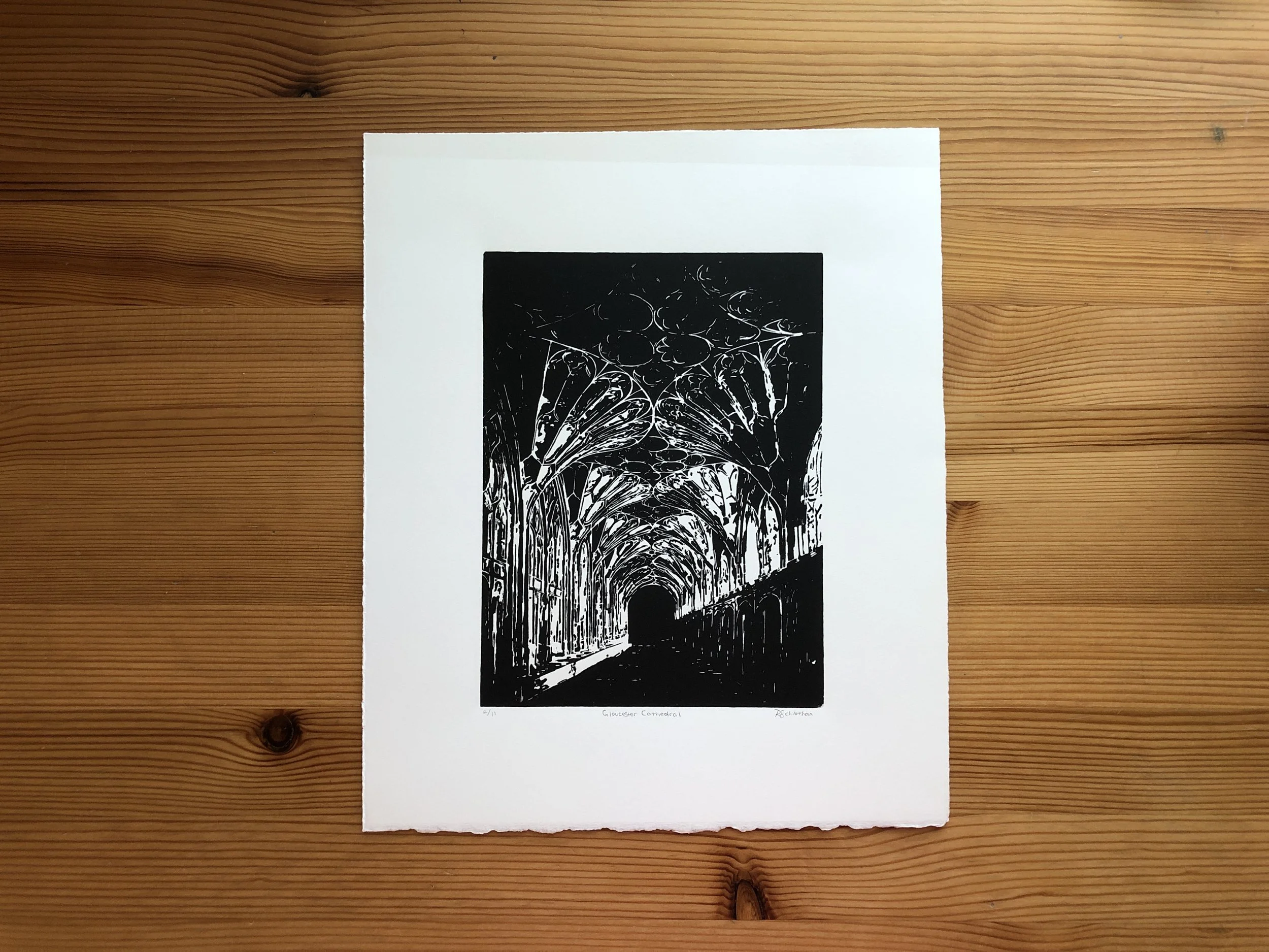 Gloucester Cathedral Linocut by Rachel Hopkins (1).JPG