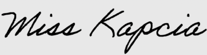 Signature of Miss Kapcia in cursive handwriting