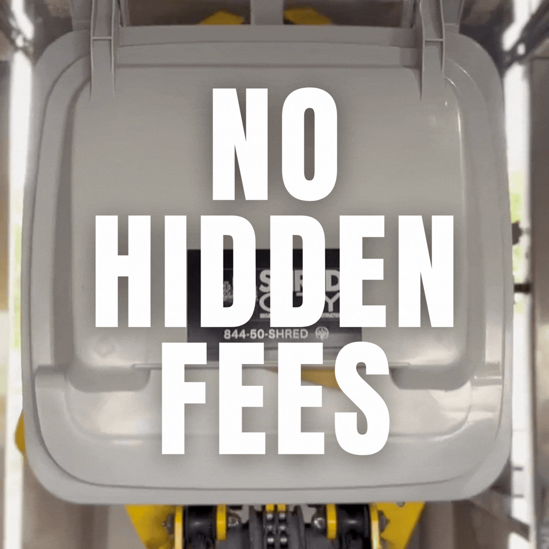 A snow shovel on a snow blower with the words "No Hidden Fees" overlaid.