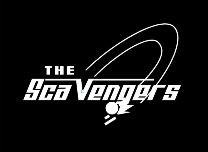 Logos of the Sci Vengers with a stylized space theme, including a planet and space trails, on a black background.