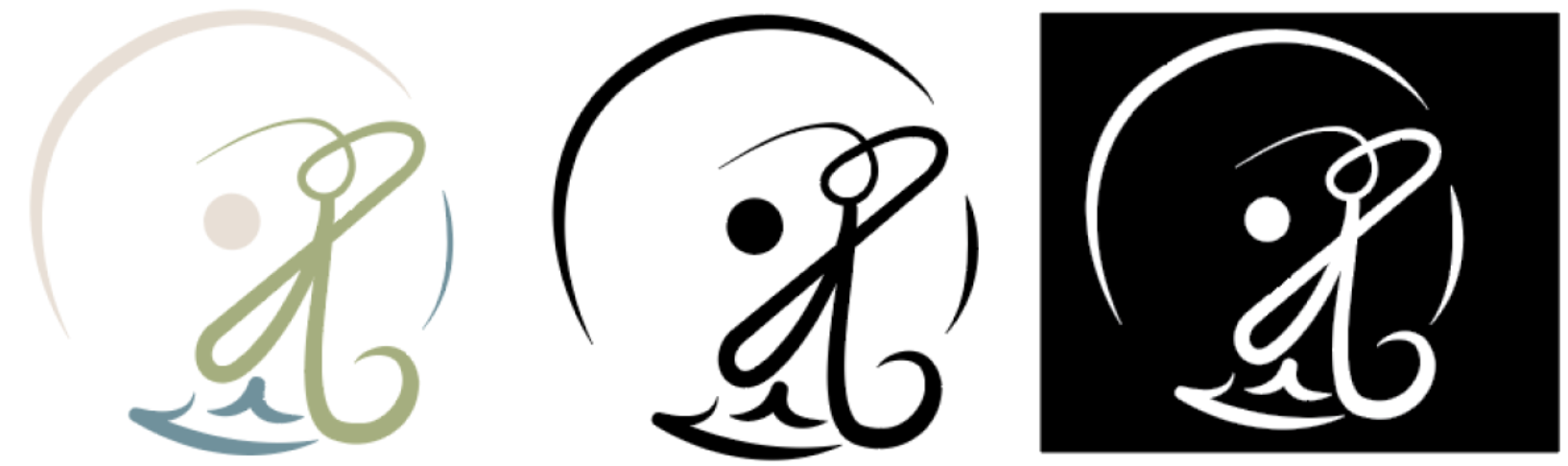 Stylized golfer swinging a club, with a circular outline and abstract design variations in color and contrast.