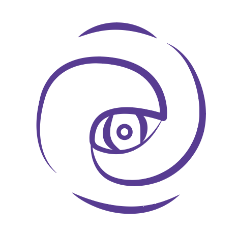 Abstract purple swirl design on a white background