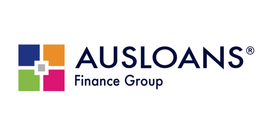 Logo of Ausloans Finance Group with colorful square design and company name.