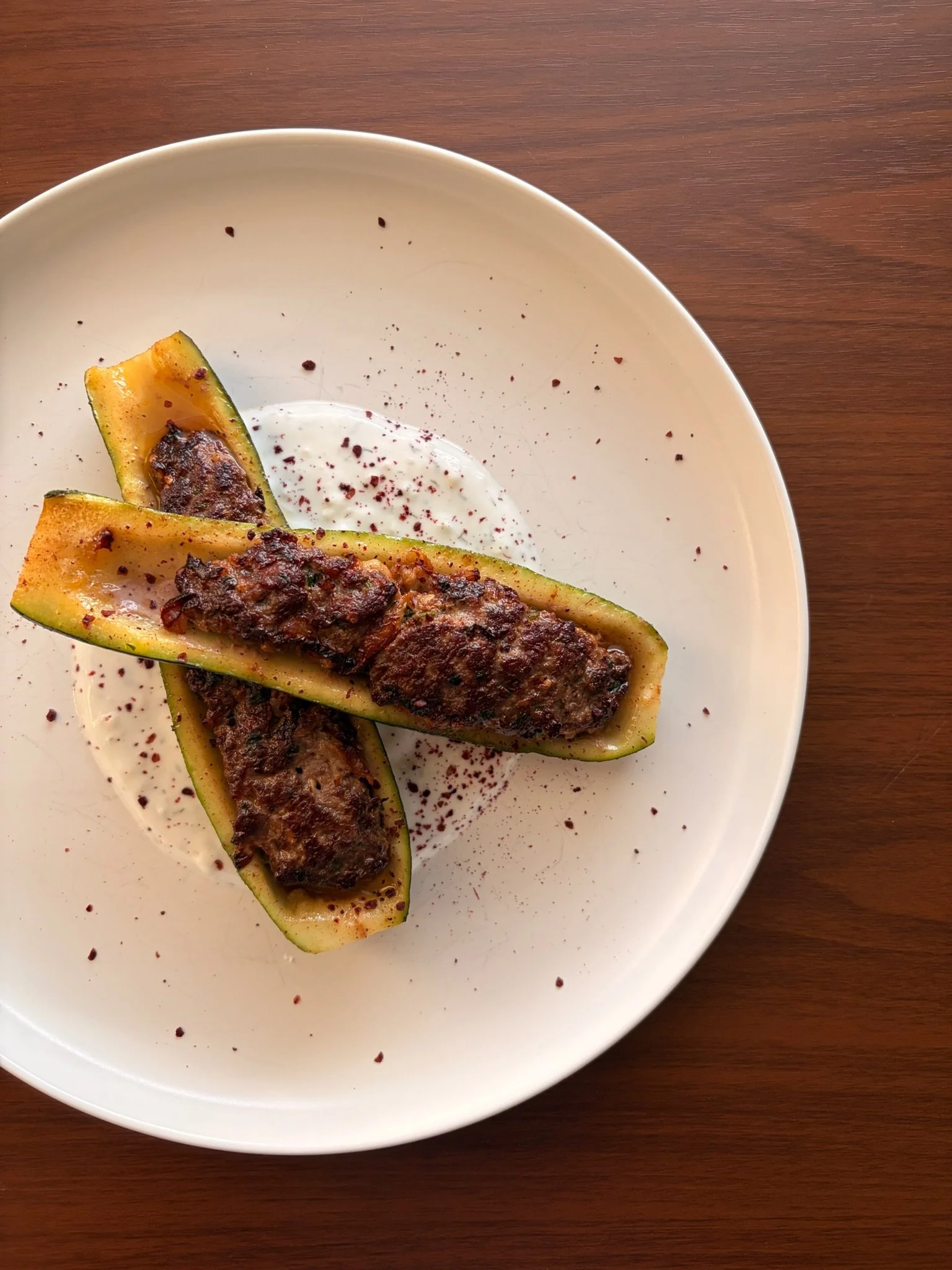 Spiced Beef  Zucchini Boats