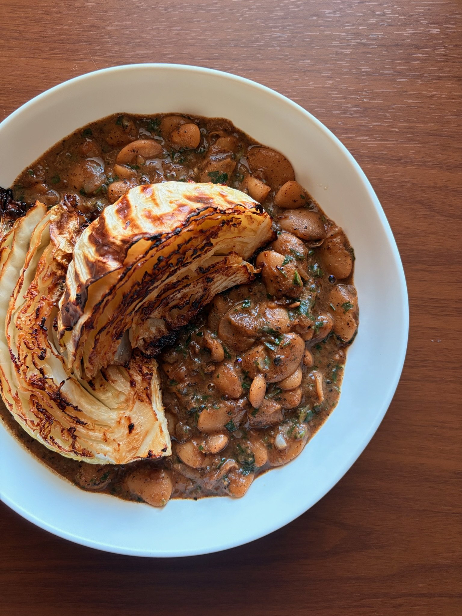 Roasted Cabbage w. Miso Butter Beans