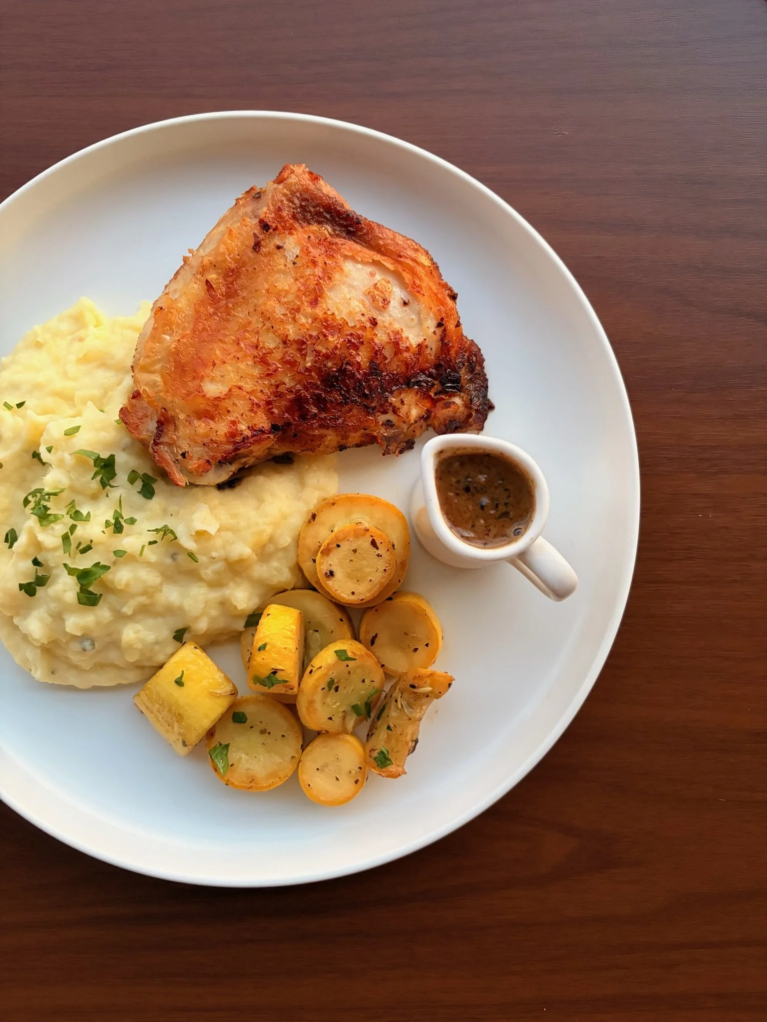 Crispy Chicken Thighs with Peppercorn Sauce