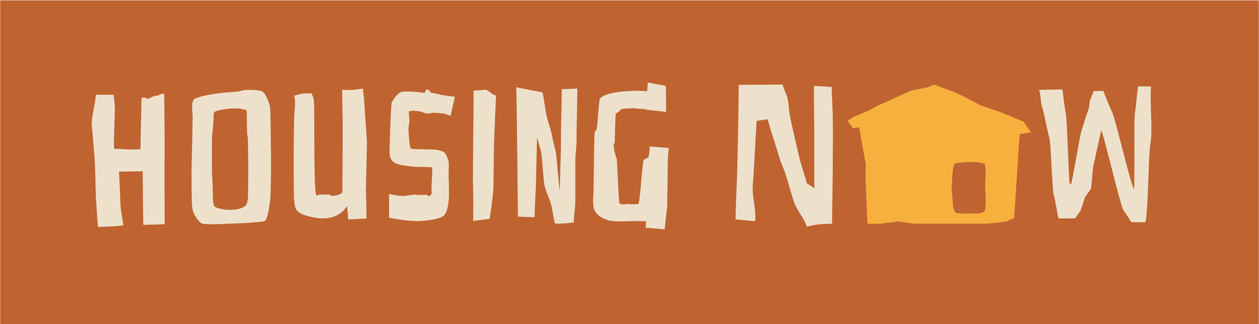 Illustrated banner with the word "HouseNow" and a small house icon on a brown background.