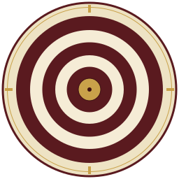 A dartboard with concentric circles and a bullseye in the center.