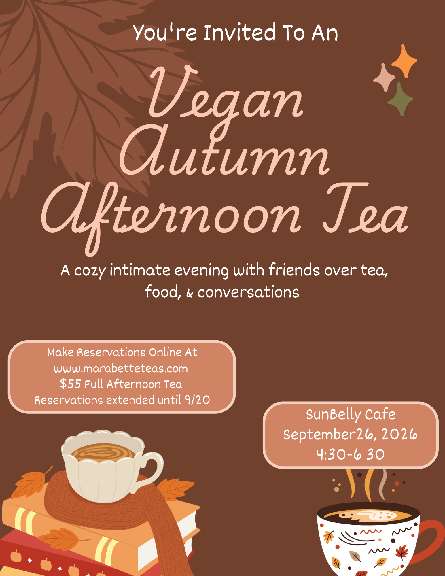 Vegan Autumn Afternoon Tea @SunBelly Cafe 9/26