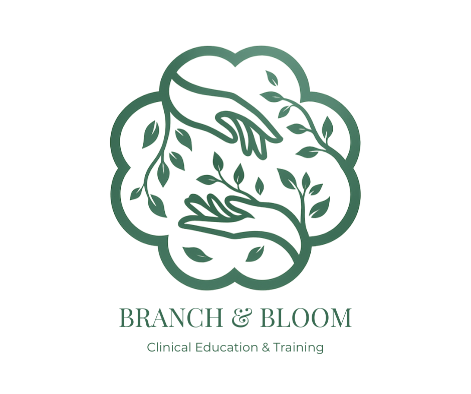 Branch & Bloom logo — clinical education and training by Resilient Roots Counseling