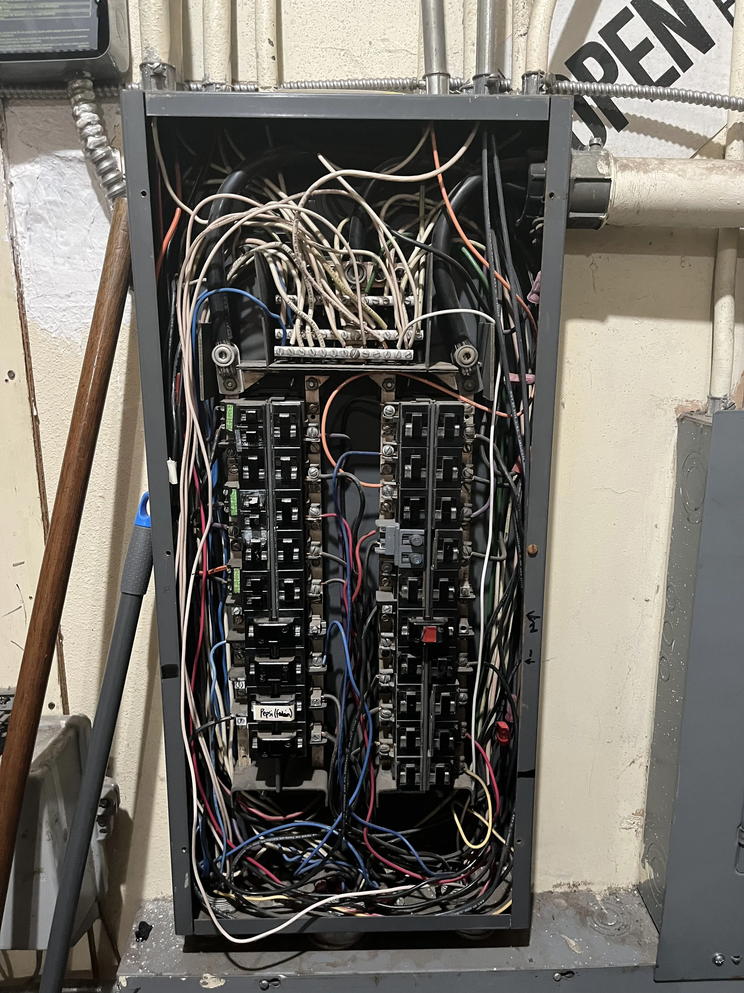 Old panel. Dangerous and a fire safety / fire hazard.