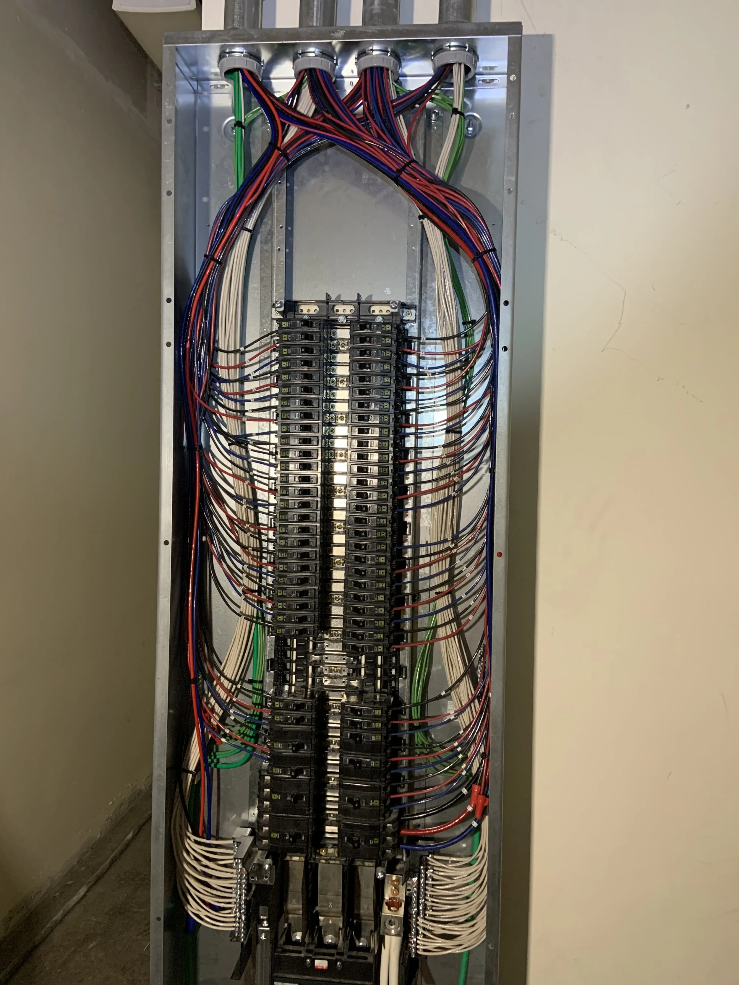 New, clean, and organized commercial wiring and panel upgrade.
