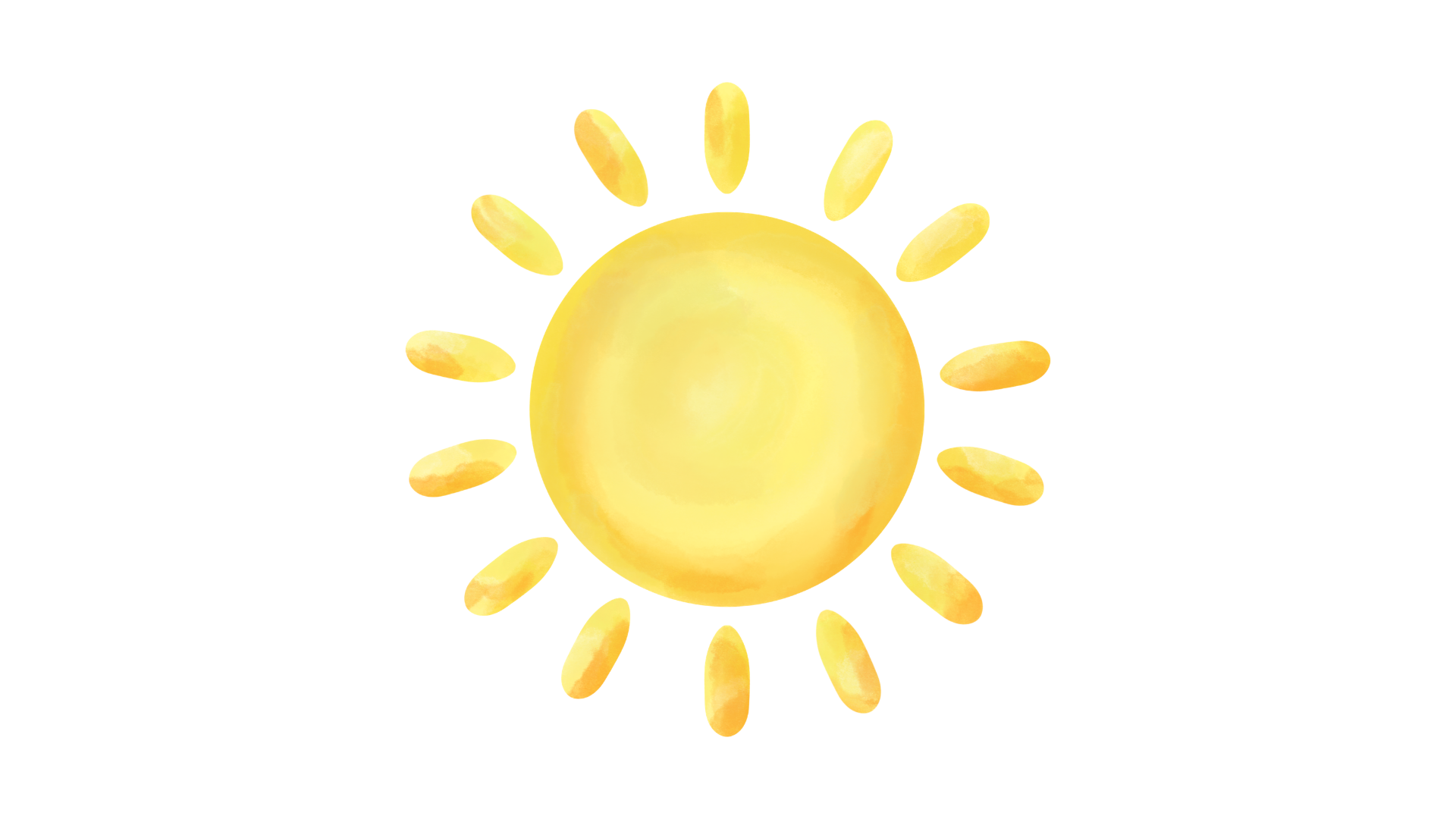 Illustration of the sun with small yellow elliptical shapes around it, resembling rays.