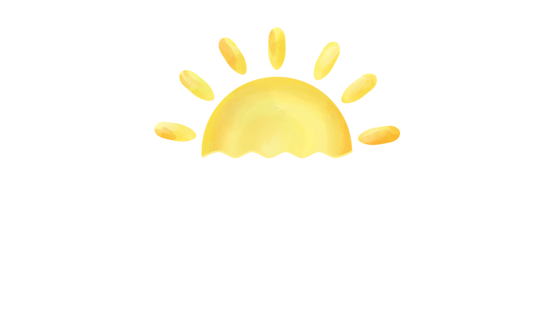Illustration of the sun with stylized yellow-and-orange rays.