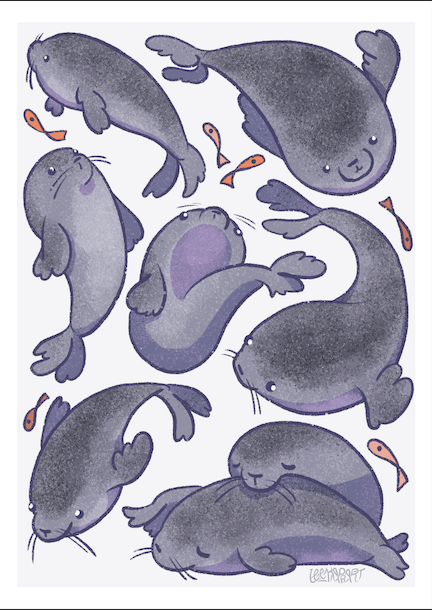 [SM] Silly Harbor Seals Print