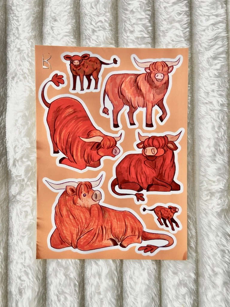 Highland Cow Sticker Sheet
