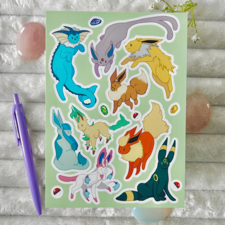 Eeveelution Pokemon Sticker Sheet