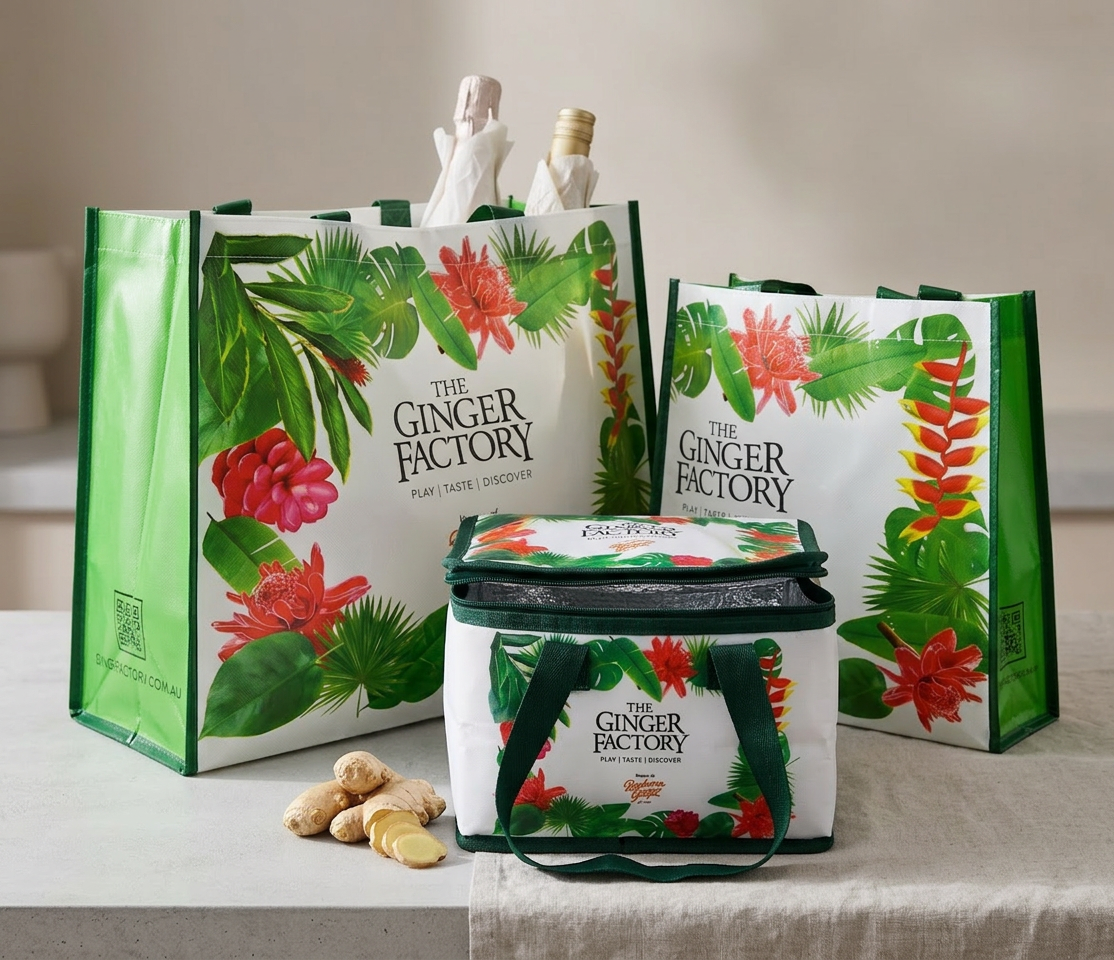 Shopper Bags (2 sizes) and Cooler Bag - Buderim Ginger Factory