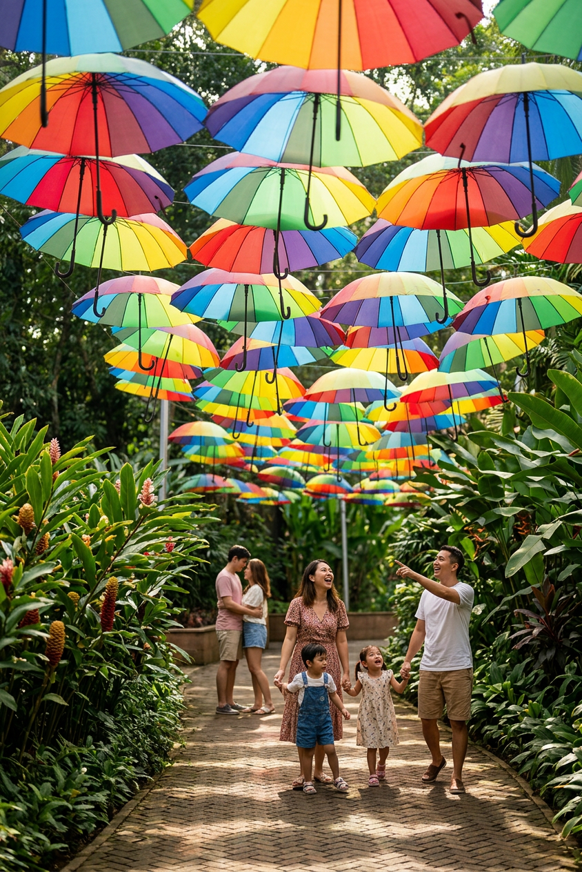 Rainbow Umbrellas - Buderim Ginger Factory