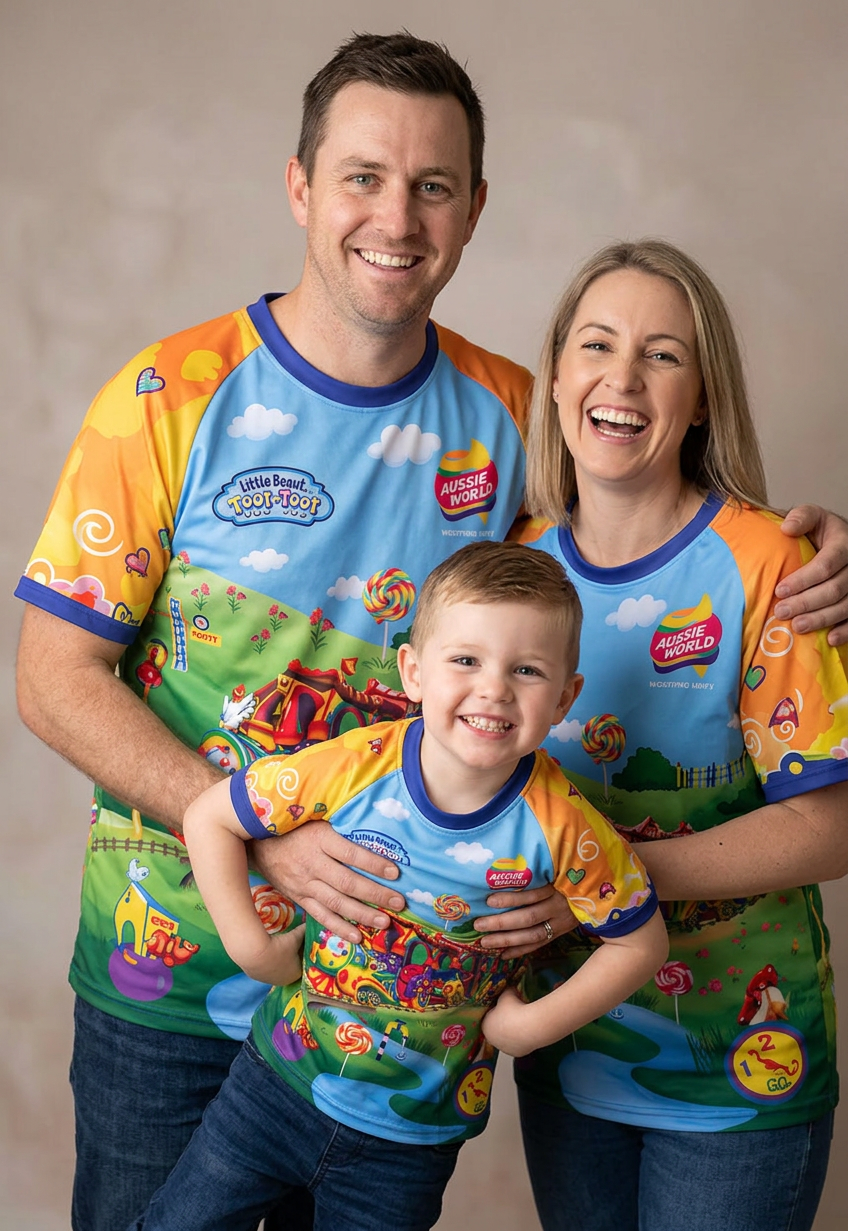 Fully Sublimated Tees - Aussie World, Toot-Toot Ride