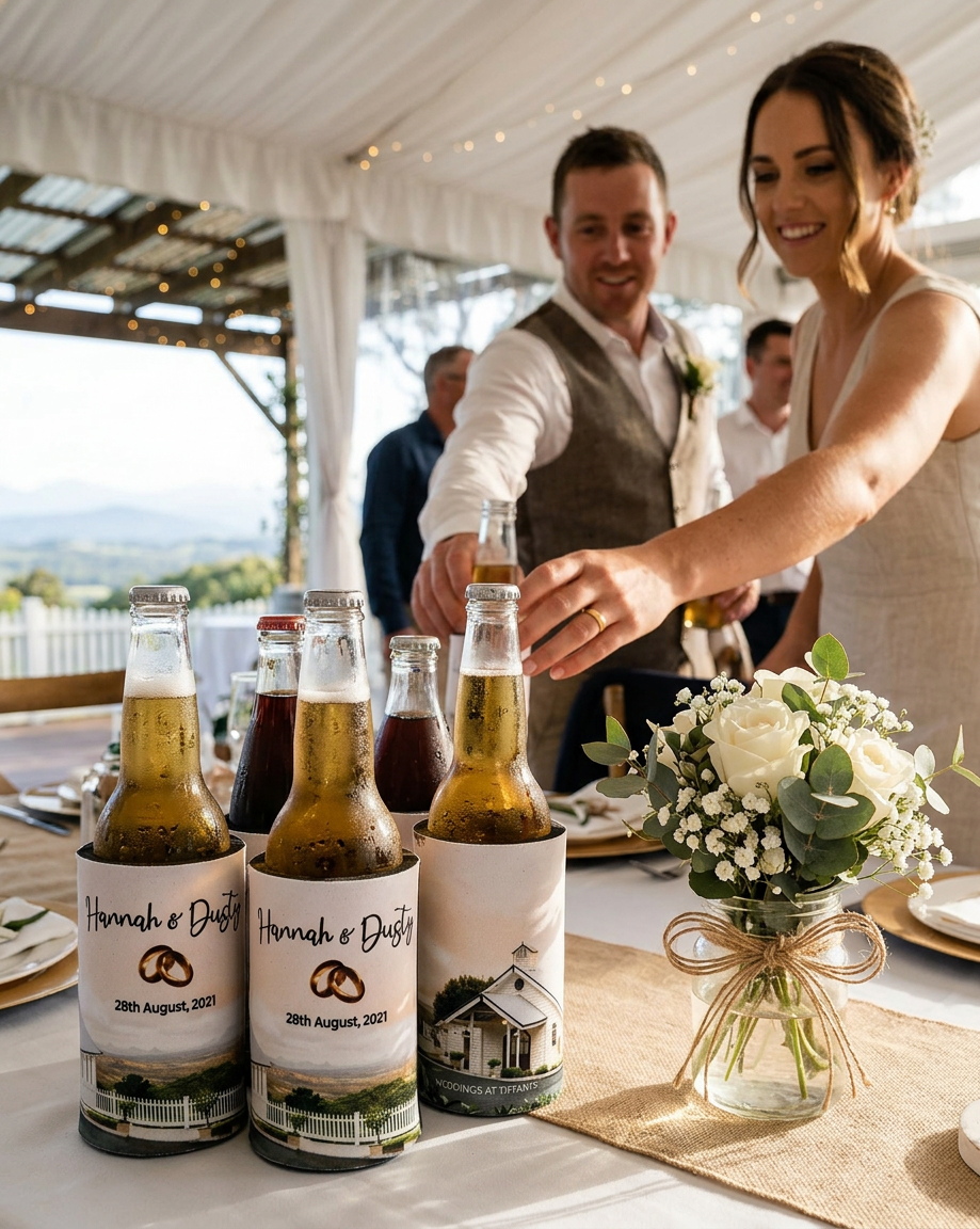 Stubby Cooler with base - Hannah & Dusty's wedding