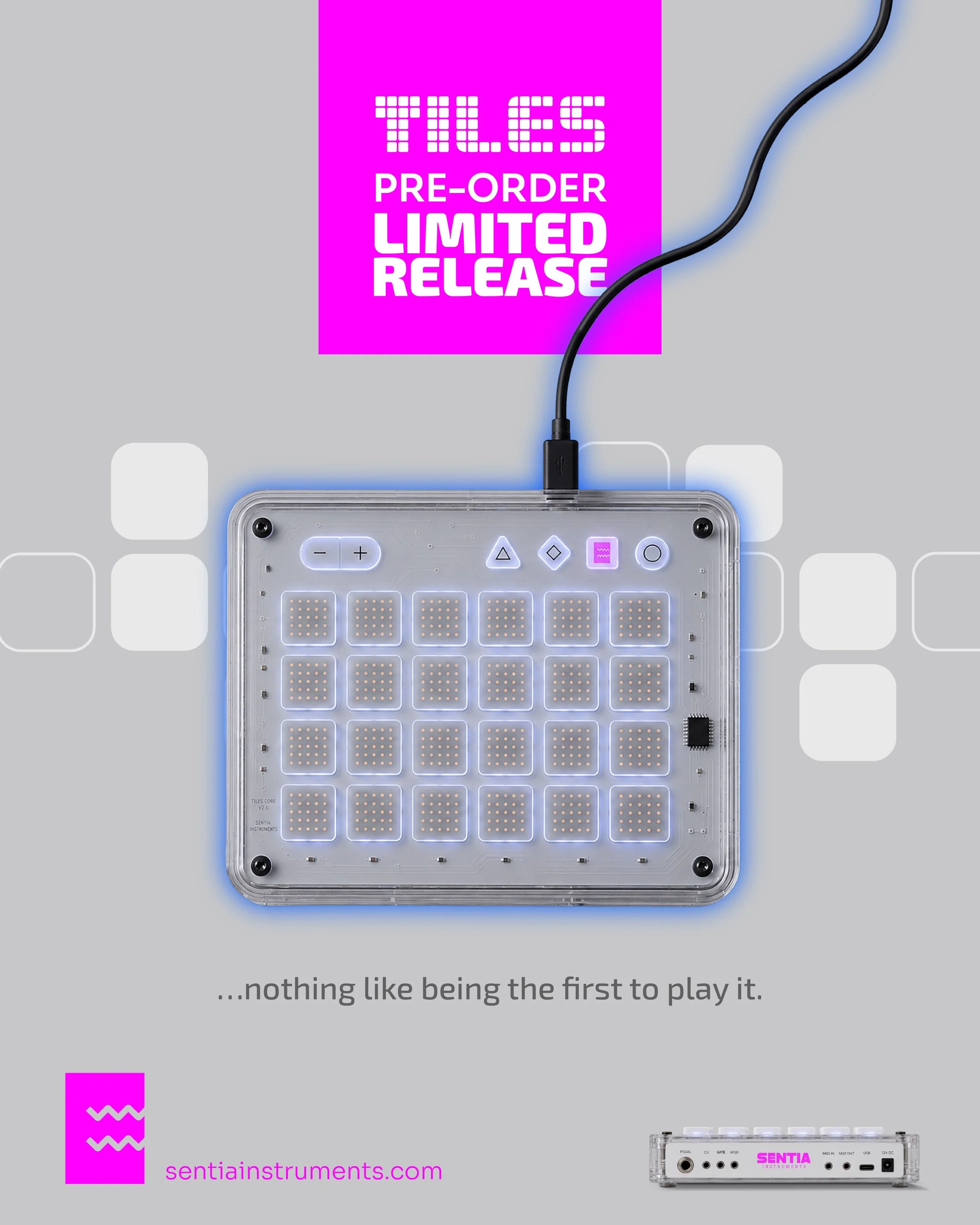 TILES &middot; First Edition is now available.
After months of dreaming, prototyping, and refining, we&rsquo;re excited to finally open pre-orders for our first product.
TILES is an expressive MIDI controller designed to make digital music feel physi