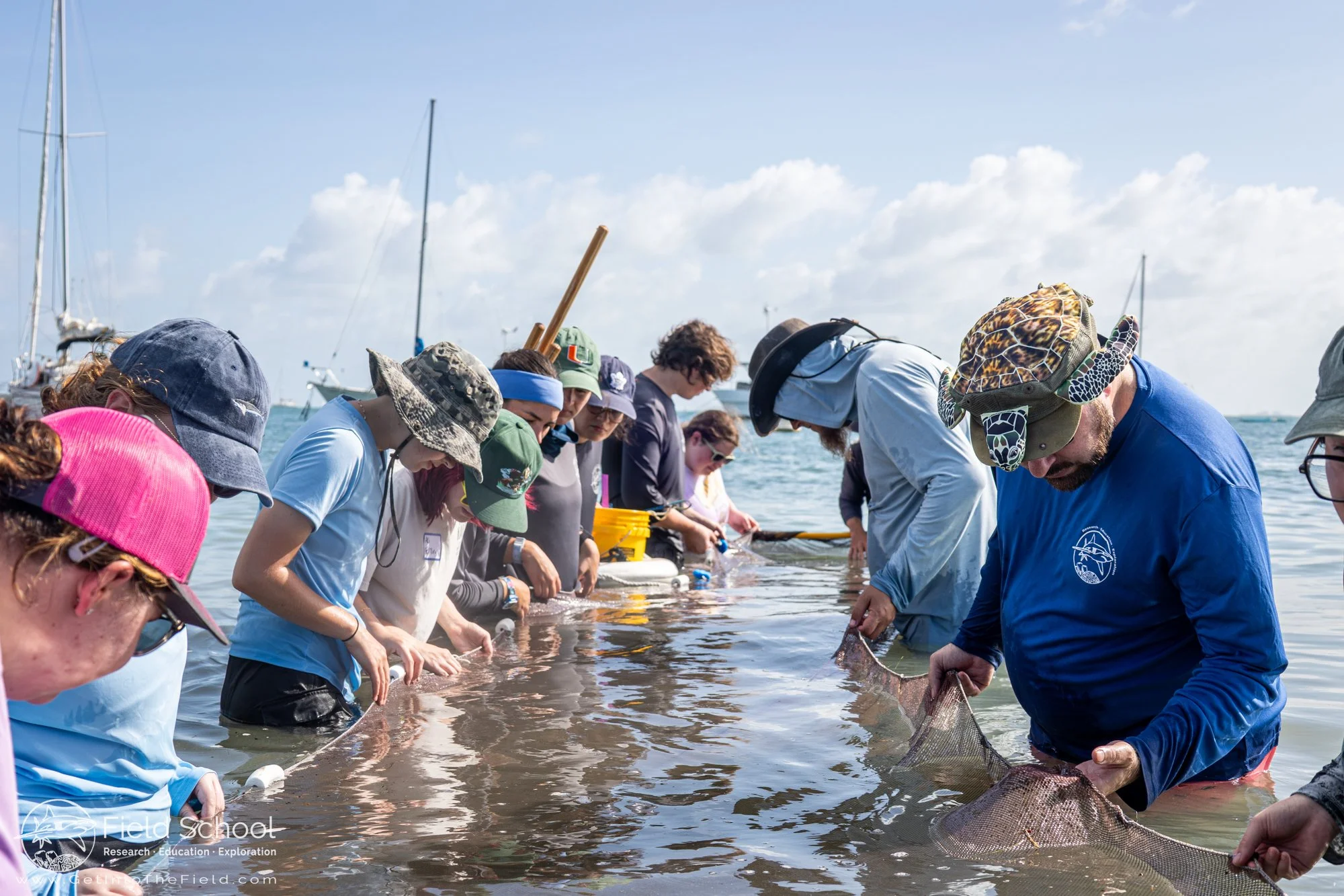 Emporia State University searching for marine critters during seine netting