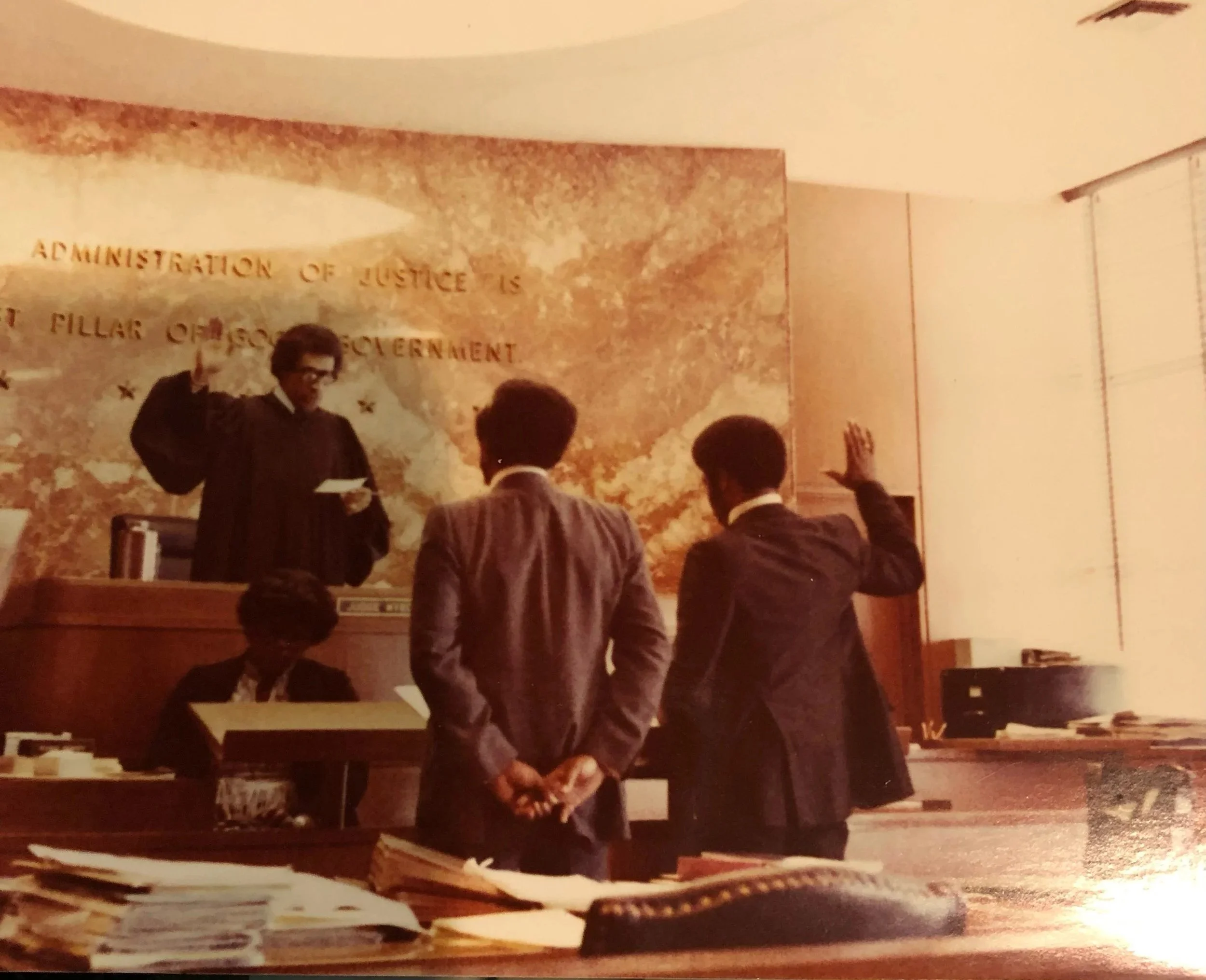 Archival footage of Ernest L. Jarrett being sworn in as an attorney.