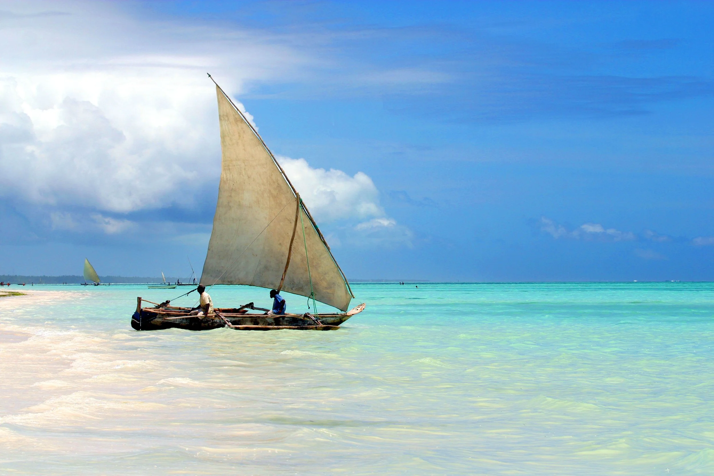 Traditional dhow sailing in the waters of Zanzibar