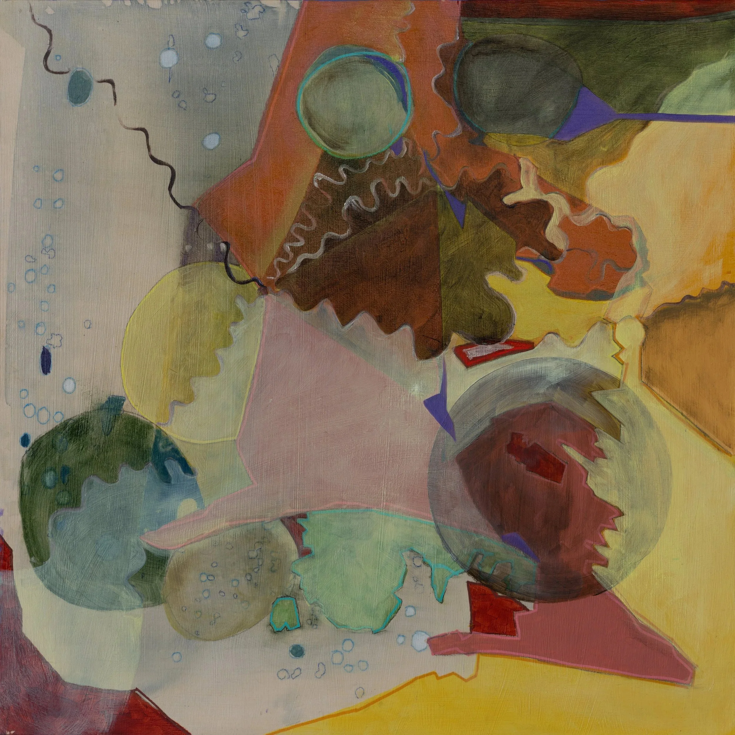 Droplets in the dry, 2025 
76x76cm Mixed media on board-
 (Watercolor, Acrylic, Markers Charcoal and oil) 
**Available** $1050- Plus postage- please email inquiry 
