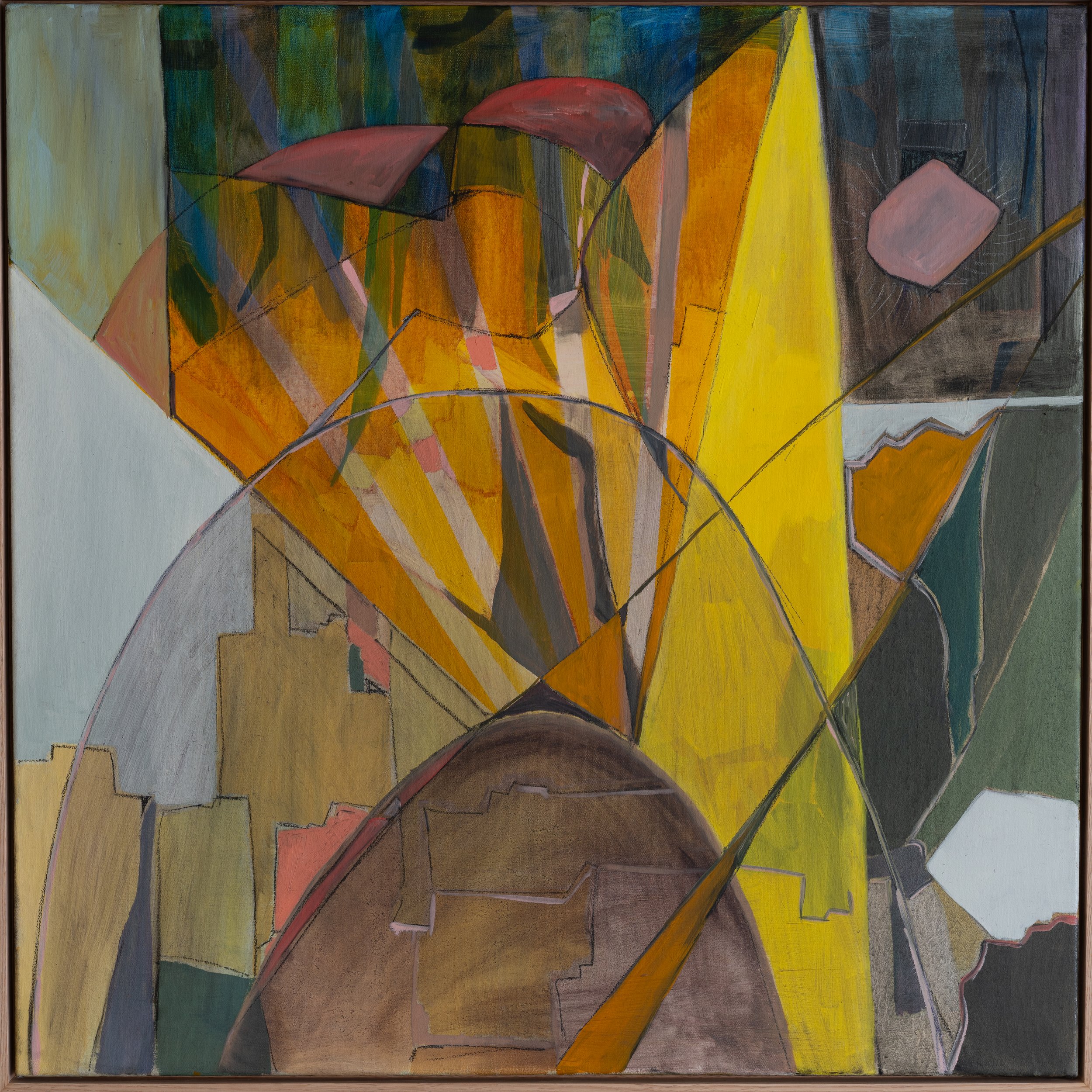 Golden Hills, 2025. -SOLD-
Mixed Media Charcoal, conte, acrylic and oil on canvas. 
This expressive abstract work was inspired by the dry landscape of 2025, primarily looking at the colors shapes and textures. 
