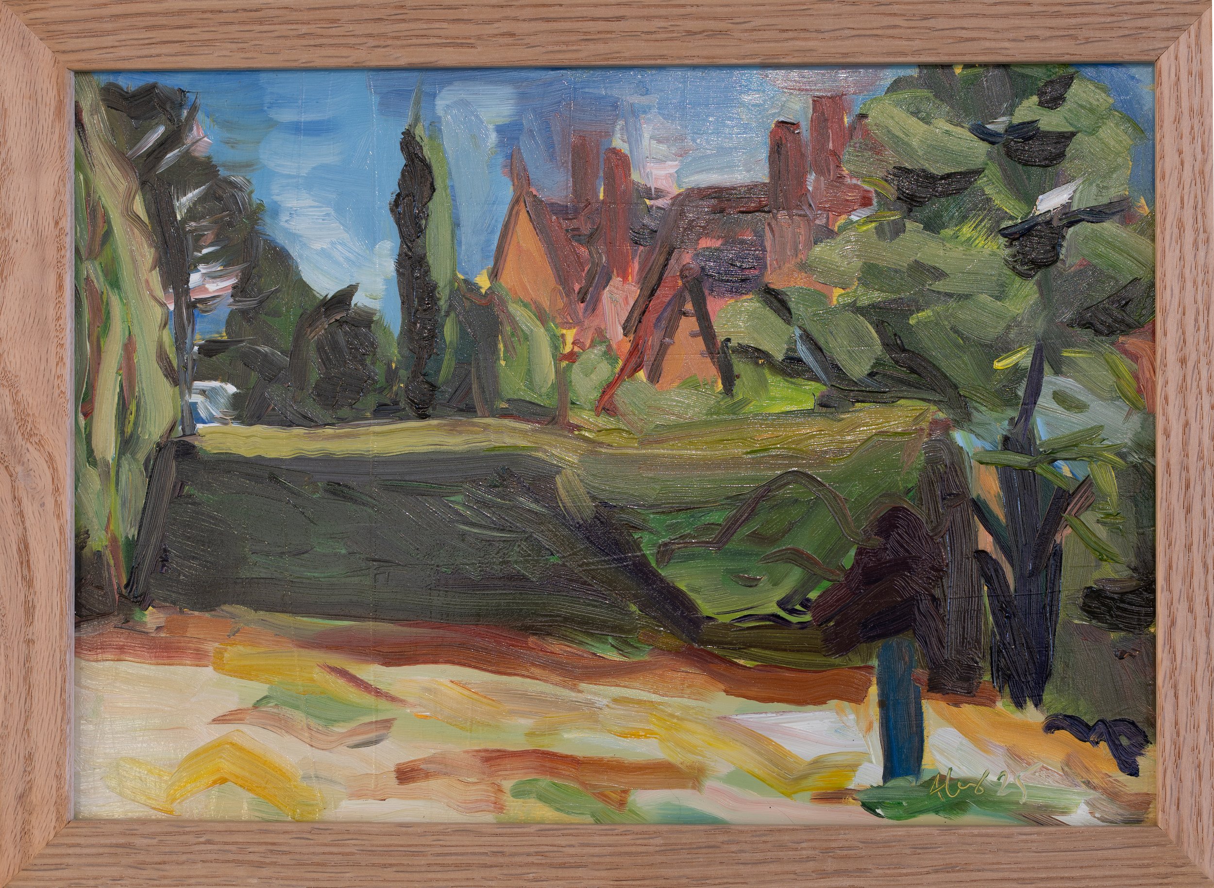 View from the rear paddock, Carrick hill, 2025 Available 
$290+ postage, please fill out contact form for more details 
Oil on panel, framed in oak- approx 26cmx34xcm 